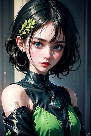 masterpiece+artwork+best quality+better), (extremely detailed 8k CG unity wallpaper), (environment details+detailed particles), {a cute girl+dark skin+intense+bright green detailed eyes}, [cute place background+soap bubbles+rustic lighting+steampunk+cyberpunk clothes