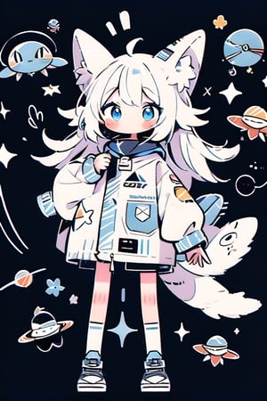  a chibi girl's cosmic adventures! Here's a suggestion for one of the panels in the comic:

Panel Description:

In this panel, our chibi space explorer, with her big, sparkling eyes filled with wonder, is seen floating playfully in the zero-gravity of space. Her attire is a specially designed cosmic suit adorned with whimsical space-themed patterns, making her look even more adorable. She clutches a small, friendly space creature in her arms, resembling a glowing celestial jellyfish with a cute smile.

Surrounding them is a mesmerizing cosmic backdrop, featuring vibrant galaxies, sparkling stars, and colorful nebulae. They float among a field of radiant cosmic dust, giving the scene a magical, ethereal quality.

This panel captures the playful and inquisitive spirit of our chibi space explorer as she forms a delightful connection with the friendly space creature in the vastness of the cosmos.,yaemikodef,Pixel_Art,wrenchfaeflare