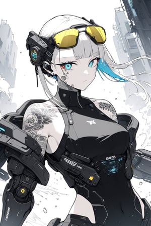 high_resolution, 4K,
1080P, neutral_expression,
cyberpunk theme, techwear, robotic arms, cyborg, eyewear, headpiece,
 tattoos,
splash,




,lineart,niji5,cyborg style