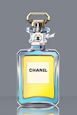 Chanel No 5 bottle with traditional chinese elements like procelaine