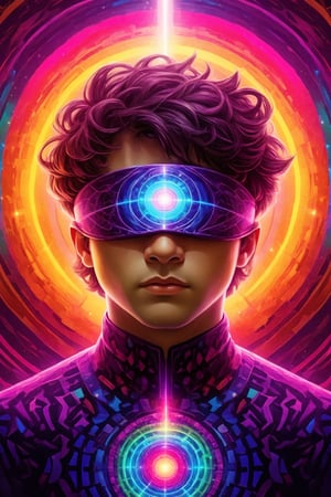 (blindfolded:1.5, psionicist, hypnosis, fractal-geometry-patterns, mirage, illusion, mindblowing),

1boy, strong inner light, celestial, (rainbow color aura,  halo of colorful lights),

colors purple-pink-violet-black-blue-((lime))-azure-orange-red, dreamlike-light, (warm-glow), 800mm-lens,

(masterpiece, (key-visual), professional-artwork, 8K, HDR, colorful, sharp-image, intricate-details), 