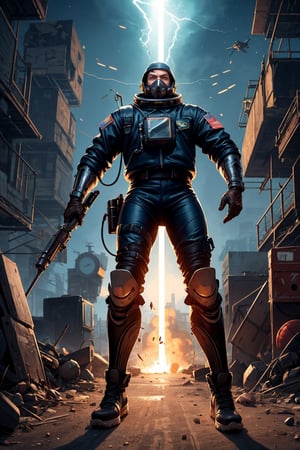 1ninja boy, face mask, curly hair, solo,  (((dynamic pose))), ,(((full body))), (war scene background), astronaut, diving suit, in the style of mad max movie, war, battle, jacket, prostheses, futuristic retro, pixel, injured, hurt, survival, attacking, shooting, cannons, electricity, laser, nuke, fighting, cool, rad, space , post apocalyptic, rags, hazmat, action_pose, drapery, designer, Gucci, Yeezy, fashion, comfortable fit, folds, detailed folds, draped, (neon), red, bright green, short hair, buzz cut ,realistic proportions, anatomy study, oldschool, retro, 8k, best quality, detailed hair, detailed eyes, textured, (insane), psychedelic, dynamic, pose, model, dungeon ,perfect figure, tall, athletic, leggy, long legs, realism, classical, diffused lighting, good composition, westworld