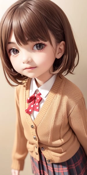 ((6year old girl:1.5)), loli, petite girl,  whole body, children's body, beautiful shining body, bangs,((brown hair:1.3)),high eyes,(brown eyes), petite,tall eyes, beautiful girl with fine details, Beautiful and delicate eyes, detailed face, Beautiful eyes,natural light,((realism: 1.2 )), dynamic far view shot,cinematic lighting, perfect composition, by sumic.mic, ultra detailed, official art, masterpiece, (best quality:1.3), reflections, extremely detailed cg unity 8k wallpaper, detailed background, masterpiece, best quality , (masterpiece), (best quality:1.4), (ultra highres:1.2), (hyperrealistic:1.4), (photorealistic:1.2), best quality, high quality, highres, detail enhancement,cute pussy, nsfw,((very short hair:1.4)),
((tareme,animated eyes, big eyes,droopy eyes:1.2)),Random poses((random expression)),((blouse, cardigan,tartan check pleated skirt)),Realism