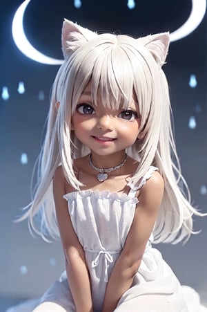 (6 year old girl:1.5),((flat chest)),beautiful detailed eyes, complete anatomy,
  loli, (realism: 1.2),russian girl,
beautiful girl with fine details,  detailed face, beautiful shining body, 1 girl, ((tall eyes, Big eyes)), 
 random angles, ((child body: 1.2)),
medium hair, bangs, detailed face,  super detailed, 
perfect face, cat ears,white fur,((white fur:1.4)),Portrait,

solo,cute girl,see-through white ruffle dress,snow_crystal_background)),
(((moonlight))),  (((goddess))), Makeup, More Detail, GdClth , (((magic circle))), (((shine))),  (((aquamarine eyes))),(((flower))),(((face))),
(((Random hairstyle))),(((happiness))),(((Silver beam))), (((Silver runes))),snow_scene_background,((snow)),snow_crystal_background,((Dark Skin:1.4))