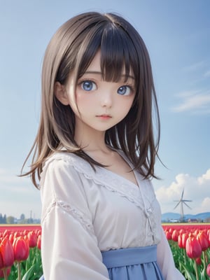 //Quality,
photo r3al, detailmaster2, masterpiece, photorealistic, 8k, 8k UHD, best quality, ultra realistic, ultra detailed, hyperdetailed photography, real photo, 
//Character,
1girl, solo,  looking_at_viewer, 9 year old girl, toddler, loli,(2b_(nier)), (symmetrical eyes,big eyes, droopy eyes),bangs,Angle from the front,
//Fashion,
Dutch national costume, Volendam clothing
//Background,
Kinderdijk, tulip fields, outdoors, blue sky,
//Others,
sll,Japanese Girl - SDXL