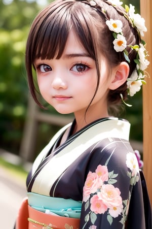 ((12-year-old girl: 1.4)), ((small breasts)), Complete anatomy, Loli, Beautiful girl with attention to detail, Detailed face, Beautiful shining body, ((Infant body: 1.3)), Detailed face, Super Detailed, Perfect Face, (Very Detailed Face: 1.4),

  Beautiful detailed eyes, ((tall eyes, big eyes)), brown eyes,
 
  Medium hair, bangs, black straight hair,

   1 Girl, ((Japanese Kimono)),Break, ((Detailed Floral Kimono: 1.4)), Break,Random Angle, Morning Light, (Bright Lighting: 1.2), Japanese Garden Background, Happiness, Natural Light, Real hand,

  (Realism: 1.2),
  Top quality, masterpiece, high resolution,
  (RAW Photo, Best Quality, Masterpiece: 1.2), Ray Trace Reflections, Photon She Mapping,
   Ultra high resolution, 16k images, depth of field,Realism