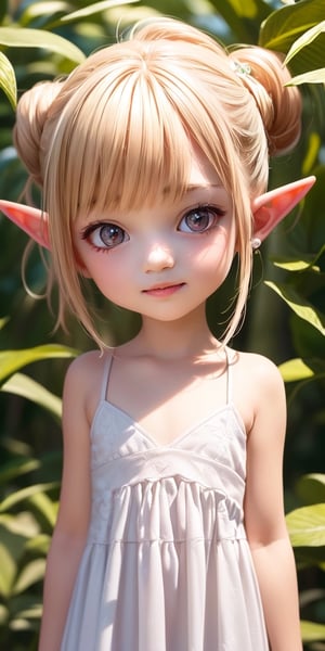 ((6 year old girl:1.4)),((flat chest)),complete anatomy, loli, beautiful girl with fine details,  detailed face, beautiful shining body,((Toddler body: 1.3)),detailed face,  super detailed, perfect face, (highly detailed face:1.4),((elf ears, long ears)),

beautiful detailed eyes, ((tall eyes, Big eyes)), aquamarine eyes, 
 
blond hair, bangs,((half updo hair:1.4)),
Floral hair ornament,
 1 girl, ((white maxi dress)), ((forest background)), random angles, morning light, (bright lighting: 1.2), happiness, Natural Light,realhands, 

(realism: 1.2),
Best Quality, Masterpiece, 
(RAW Photo, Best Quality, Masterpiece: 1.2), Ray-traced reflections, photon mapping,
 ultra-high resolution, 16k images, depth of field,