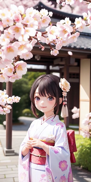  ((Kyoto, detailed floral kimono, purple kimono, outdoor)),((6 years old: 1.4)),
half updo, happiness, Best Quality, Masterpiece, Natural Light, 
(RAW Photo, Best Quality, Masterpiece: 1.2), Ray-traced reflections, photon mapping,
 ultra-high resolution, 16k images, depth of field,masterpiece,best quality,((SAKURA, cherry blossoms)),((hurisode:1.4))