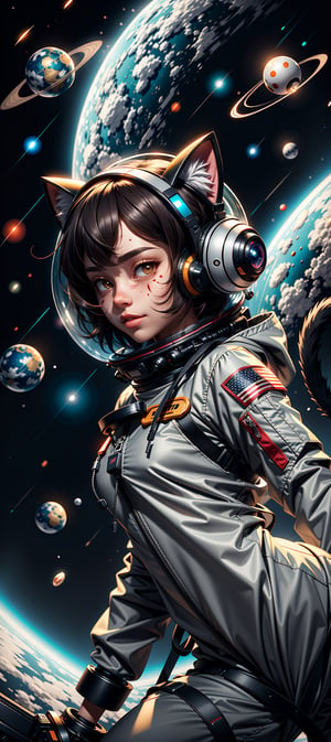 a cat girl astronaut exploring the cosmos, floating among planets and stars, high quality detail, ((intricate detail)), complex illustration, high contrast, intricate background detail
masterpiece, best quality,   ((anime screencap)), studio ghibli style,bofKatt,Sexy Women ,More Detail,Red facial marks,COLLAR,TAIL