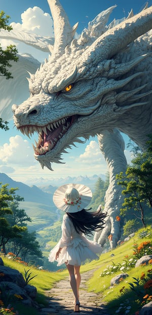 high quality, highly detailed, masterpiece, A digital illustration of anime style, soft anime tones, Feels like Japanese anime, A magical girl facing a dragon, Detailed illustration of a beautiful magical girl fighting a dragon, magical hat, fantasy world, breathtaking landscapes, mystical atmosphere, three dimensional effect, luminism, Albert Anker, Feeling like John Howe, 3d render, octane render, cinematic, Isometric, by yukisakura, awesome full color,(Anime style),