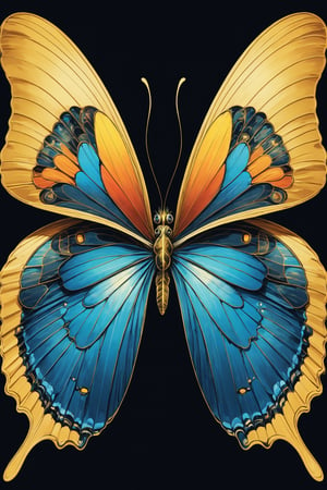 (Masterpiece),  An image of a butterfly with wings formed by two human faces looking at each other and facing each other,  one light and the other dark,  representing the duality of the Gemini,  the image quality is 8k,  The image has an optical illusion effect of two faces facing each other,  mimicking the wings of the butterfly,  creating a contrast between colors and shapes,  the effect also generates some lines and curves that simulat