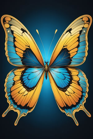 (Masterpiece),  An image of a butterfly with wings formed by two human faces looking at each other and facing each other,  one light and the other dark,  representing the duality of the Gemini,  the image quality is 8k,  The image has an optical illusion effect of two faces facing each other,  mimicking the wings of the butterfly,  creating a contrast between colors and shapes,  the effect also generates some lines and curves that simulat