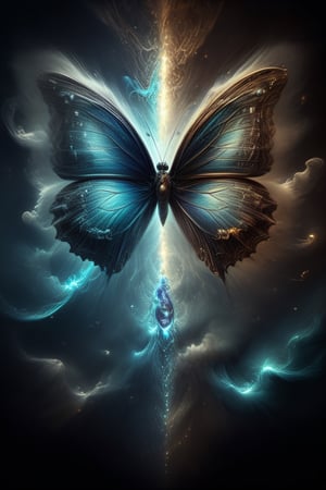 An image of a butterfly with wings formed by two human faces looking at each other, one light and one dark, representing the duality, image with smoke effect and beauty,IMGFIX,89,DDINGU,babilus,DonMF43XL,Pencil Draw,modelshoot style,mdjrny-pprct,Unique Masterpiece,Leonardo Style, dalle,sketch,oil paint ,steampunk style,detailmaster2,<lora:659095807385103906:1.0>