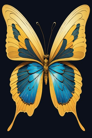 (Masterpiece),  An image of a butterfly with wings formed by two human faces looking at each other and facing each other,  one light and the other dark,  representing the duality of the Gemini,  the image quality is 8k,  The image has an optical illusion effect of two faces facing each other,  mimicking the wings of the butterfly,  creating a contrast between colors and shapes,  the effect also generates some lines and curves that simulat