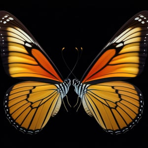 (Masterpiece),  An image of a butterfly with wings formed by two human faces looking at each other and facing each other,  one light and the other dark,  representing the duality of the Gemini,  the image quality is 8k,  The image has an optical illusion effect of two faces facing each other,  mimicking the wings of the butterfly,  creating a contrast between colors and shapes,  the effect also generates some lines and curves that simulate movement and energy,  transmitting beauty and passion