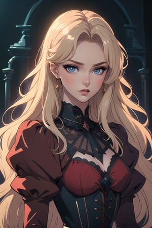 Stunning Teenybooper, Teeny Eris Etolia, Blonde, Imagine an artistic and professional illustration, very detailed with muted colors, its minimalist but rich in elements.

🏷️【Elegant, (((Masterpiece:1.00))),】
💡 **Additional Enhancers:** ((HighQuality)), ((Aesthetic)), (Intricate Details), (Stunning Illustration), [Dramatic Lightning],

🏷️【Castlevania Lightning, Vampire Queen】
👠【Platform High Heels, Castlevania Lightning,】,gothic art,Masterpiece