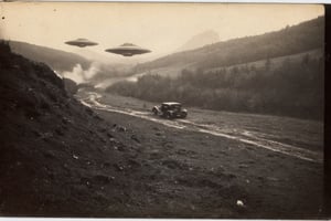 Polaroid photo if far UFO Kodak shot, secret files X 1920's second world war, nazis, battlefield, cave,spstation