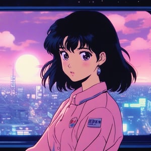 1990s 1girl, anime, lofi,