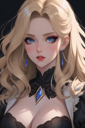 🏷️[Looking at the Viewer, MakeUp, close up, long hair, Upper Body, Earrings, Wavy Hair, Retro Artstyle, ((1980s \(style\))), Eyeshadow, Eyelashes, (((Glowing))), (Red Lips), Sky, blood, Simple Background, Breast, French Clivage]
🏷️[Baroque, Castlevania Style, Vampie, Goth, Dress]
🏷️[(Eris Etolia), Blonde long hair, Blue Eyes, Pale Skin]

((High-Quality)), ((Aesthetic)), ((Masterpiece)), (Intricate Details), Coherent Shape, (Stunning Illustration), Black, ,Goth Portrait, Masterpiece, Castlevania Lightning, Vampire, Portrait, Gothic Art,line,SD 1.5,girl,nsfw,photorealistic,Pixel art,1guy