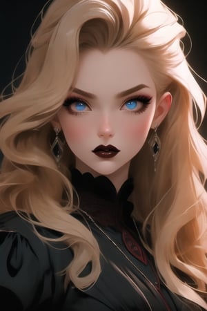 🏷️[Looking at the Viewer, MakeUp, close up, long hair, Upper Body, Earrings, Wavy Hair, Retro Artstyle, ((1980s \(style\))), Eyeshadow, Eyelashes, (((Glowing))), (Red Lips), Sky, blood, Simple Background, Breast, French Clivage]
🏷️[Baroque, Castlevania Style, Vampie, Goth, Dress]
🏷️[(Eris Etolia), Blonde long hair, Blue Eyes, Pale Skin]

((High-Quality)), ((Aesthetic)), ((Masterpiece)), (Intricate Details), Coherent Shape, (Stunning Illustration), Black, ,Goth Portrait, Masterpiece, Castlevania Lightning, Vampire, Portrait, Gothic Art,line,SD 1.5,girl,nsfw,photorealistic,Pixel art,1guy,ghibli