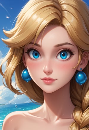 score_4, score_3_down, score_2_down, 1 girl, blonde, close up, art, blue eyes, peach princess, super mario bros nintendo look, digital art, floating hair, Extremely Realistic, art photography, 