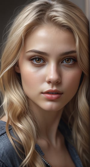 Hyperrealistic sexy Girl Portrait,full body, BLONDE long hair,ultra detail light brown hazel eyes,face,perfect body**: An extremely high-resolution hyperrealistic portrait of a girl, pushing the boundaries of realism with fine textures and lifelike details.
