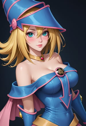 score_4, score_3_down, score_2_down, 1 girl, short blonde hair,  close up, art, blue eyes, DARK MAGICIAN  girl, MAGICIAN HAT, MAGICIAN  look, digital art, floating hair, Extremely Realistic, art photography, 