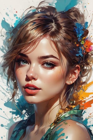 portrait of a beautiful girl 22 yo, blinking, tongue out, natural body posture, Art by Alberto Seveso, by Carne Griffiths, by Wadim Kashin, by jean baptiste monge, symmetrical, abstract artstyle, sharp eyes, digital painting, color explosion, concept art, voluminetric lighting, metallic reflections, by TanvirTamim, 2d render, 8k. by artgerm, trending on artstation ,