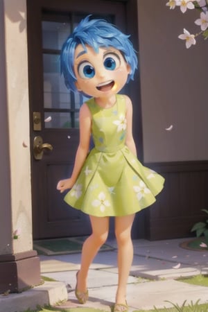 Joy_InsideOut, green dress,


outdoors, cherry blossoms,  (masterpiece), (illustration), (beautiful detailed eyes), extremely detailed face, perfect lighting, extremely detailed CG, (perfect hands, perfect anatomy), 

standing, arms behind back, leaning forward, looking at viewer, smile, open mouth,Joy_InsideOut