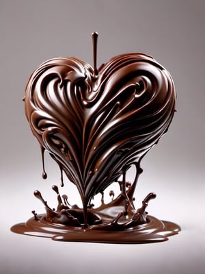 cofzee, a chocolate heart shaped sculpture with a drip of chocolate 