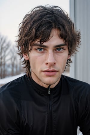 hyperrealistic image of a Caucasian man with an athletic appearance, dressed in a modern, high-tech cyclist uniform. The uniform should be designed with the distinctive colors of the UCI (Union Cycliste Internationale). The character should have detailed skin texture, well-defined hands, and hazel-colored eyes that reflect realism. His face should display symmetry in his physical features, and he should have a serious yet friendly expression. Standing, the scene's lighting should be natural and realistic, with a medium shot that shows the character centered in the frame, looking directly at the viewer. Additionally, ensure that his entire body is oriented towards the viewer to create a sense of connection.
(Change cyclist Uniform Color: 1.2)