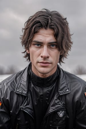 Hyper realistic image of an athletic looking Caucasian man dressed biker uniform. ((The uniform Fox Racing Sports whit Logos: 1.2)). The character should have detailed skin texture, well-defined hands, and hazel eyes that reflect realism. His face should show symmetry in his physical features, and he should have a serious but friendly expression. When standing, the lighting in the scene should be natural and realistic, with a medium shot that shows the character centered in the frame, (looking directly at the viewer: 1.2). ((Also, make sure his entire body is facing the viewer to create a sense of connection: 1.6)).
(Change biker uniform color: 1.8)
((blurry gray backdrop: 1.8))