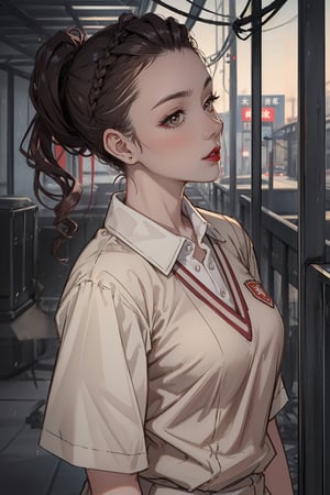 portrait,(Random_hairstyle:1.5),big red lips, pale_skin,detailed skin, sexy woman,
,tokiwadai school uniform