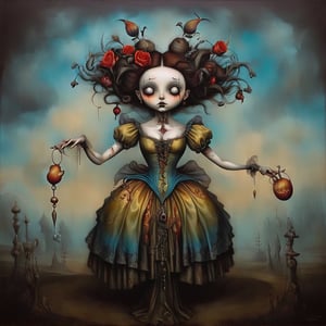 female, in the style of esao andrews, baroque, gothic