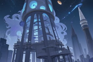 The Astral Observatory: A tower that reaches into the night sky, where scholars study the stars, planets, and the city's connection to celestial bodies.