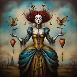 female, in the style of esao andrews, baroque