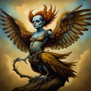harpy, in the style of esao andrews, baroque
