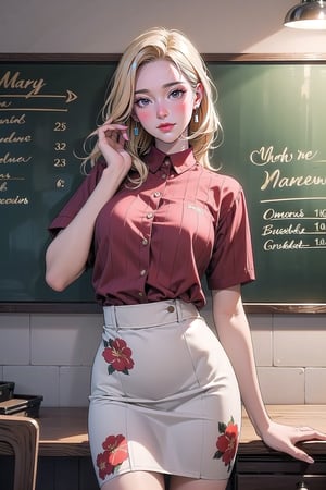 
Beautiful young girl, slender, perfect face, perfect skin, blonde, Nordic, flower print dress, The inside of a vintage bakery, with antique brass scales, a chalkboard menu listing today's specialties, and a red-headed woman wear ribbed shirt, pencil skirt, selecting a crusty baguette from a display filled with an assortment of artisan breads, very realistic, photographic appearance, very detailed, RAW style.