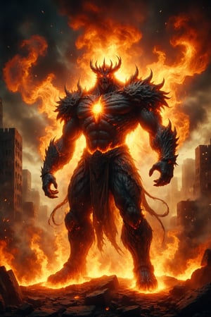 mega gigant epic King of fire full body, with flames, for the power of fire 