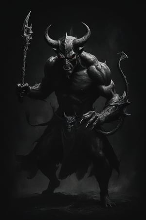 devil fighting the devil
dark art style illustration, black theme