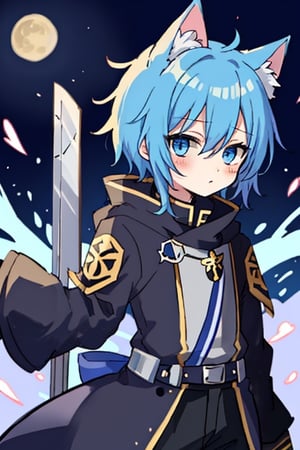 blue_eyes,blue_hair,boy,shotacon,solo,cat_ears,knight