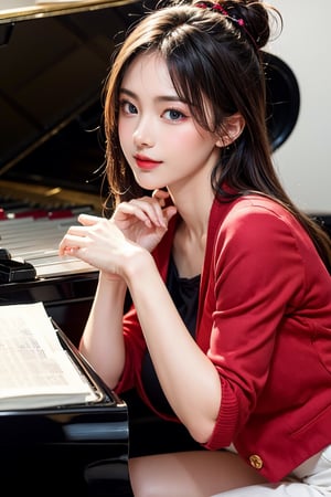 (realistic, photo-realistic:1.37), (((a beautiful pianist playing a grand piano))),(masterpiece), (best quality:1.4), (ultra high res:1.2),(RAW photo:1.2), (sharp focus:1.3), (face focus:1.2), elegant, (full body:0.9), (1 girl wearing detailed pencil-skirt and suit-jacket:1.3), (office lady), professionattire, high heels, (33yo:1.1), (light smile:1.2), (shine hair:1.3), [bun-head hair style], BREAK,
(huge breast), scenery, bangs, beautiful detailed eyes, looking at viewer, (cute), (no makeup), clean face, 