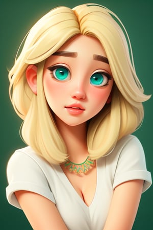 white girl, blonde hair, green eyes, cute, 20 years old, thicc, cute_face, detailed eyes, perfect eyes, Sakimi chan art style, neoart art style