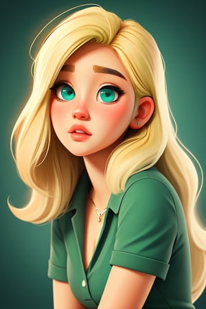 white girl, blonde hair, green eyes, cute, 20 years old, thicc, cute_face, detailed eyes, perfect eyes, Sakimi chan art style, neoart art style