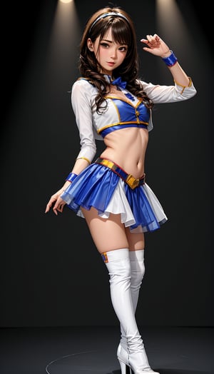 (best quality, masterpiece:1.2), ultra detailed,1girl,waist up shot,on stage,idol_costume