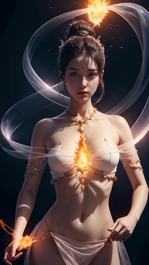 (best quality,masterpiece:1.2),ultra detailed,(photo realistic:1.4),solo,see-through robe,magic girl,fire element,aura_power