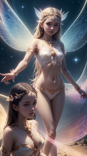 (best quality,masterpiece:1.2),ultra detailed,(photo realistic:1.4),(2 girls:1.3),aura_power,fairy wings,flying night sky