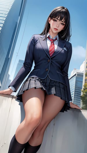 (best quality, masterpiece:1.2),ultra detailed,(photo realistic:1.4),1girl,school uniform,from below,cute_jk