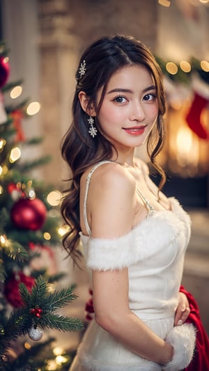 (best quality, masterpiece:1.2),ultra detailed,(photo realistic:1.4),solo,cute girl,happy_christmas_background