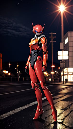 (best quality, masterpiece:1.2),ultra detailed,(photo realistic:1.4),solo,cute girl,hard_suit,night city,multi_effects